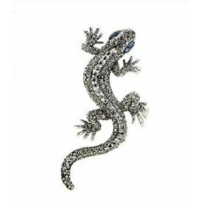 Vintage look silver plated lizard brooch suit coat gecko broach pin collar l14