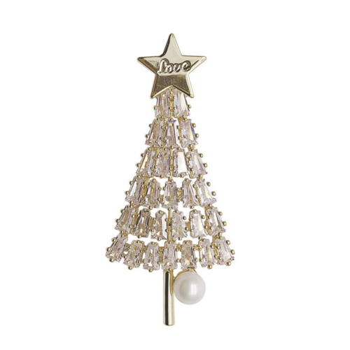 Vintage look stunning diamonte gold plated christmas tree brooch cake pin jjj38