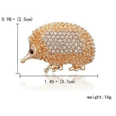 Stunning diamonte gold plated vintage look hedgehog christmas brooch cake pin c1