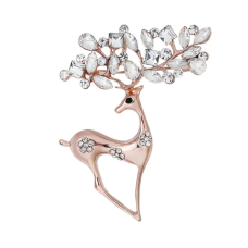 Vintage look stunning diamonte rose gold plated christmas reindeer brooch pin jj