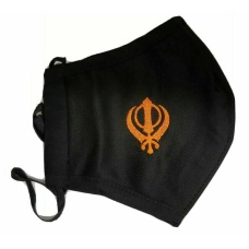 Sikh singh kaur punjabi embroidery khanda protection face mask turban dumala blk