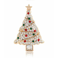 Vintage look stunning diamonte gold plated christmas tree brooch cake pin b48w