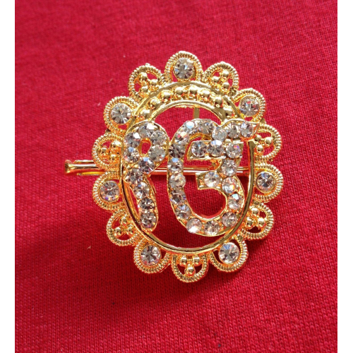 Stunning diamonte gold plated sikh eik onkar brooch cake pin x-mas singh gift hh