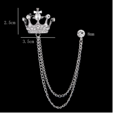 Stunning diamonte silver plated vintage look crown chain christmas brooch pin d1