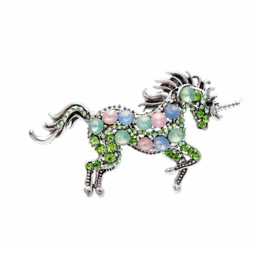 Stunning vintage look silver plated unicorn horse celebrity brooch broach pin fg