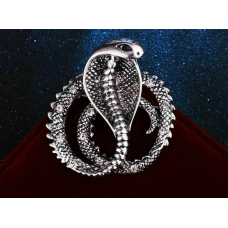 Stunning vintage look silver plated cobra snake design brooch broach pin b48o