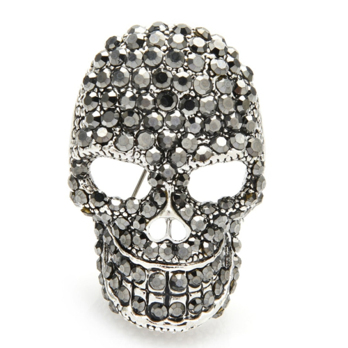 Celebrity skull brooch designer vintage look queen broach silver plated pin g78