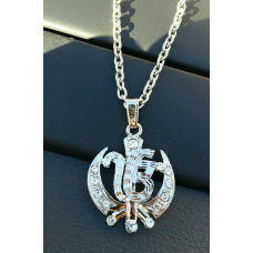 Silver plated punjabi sikh legend ek onkar pendant chain car rear mirror hanging