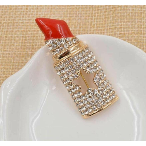 Vintage look gold plated celebrity lipstick brooch suit coat broach cake pin z4