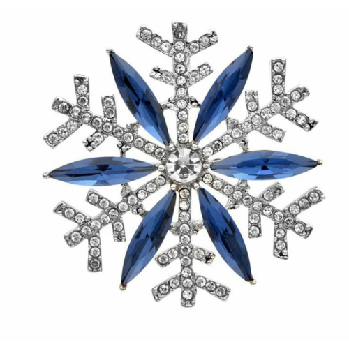 Stunning diamonte silver plated christmas elegant snow flake brooch cake pin b48