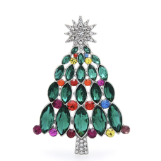 Vintage look stunning diamonte silver plated christmas tree brooch cake pin jj23