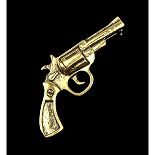 Pistol brooch vintage look silver gold plated retro gun broach pin power ggg18