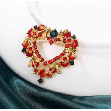 Designer flower brooch celebrity pin vintage look gold plated queen broach i38