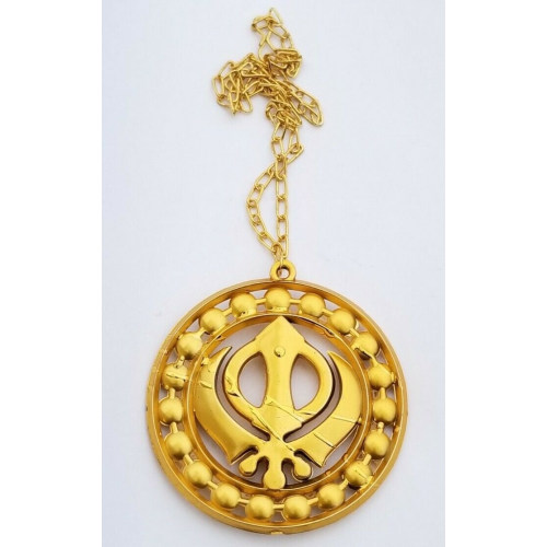 Khanda car hanger gold plated punjabi sikh stunning evil protection pendant ccc9