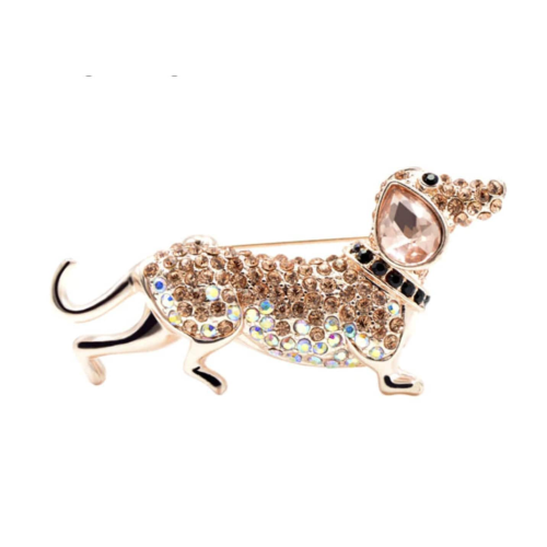 Stunning vintage look rose gold plated retro dog celebrity brooch broach pin gg9