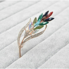 Stunning diamonte gold plated vintage look wheat twig christmas brooch pin c4