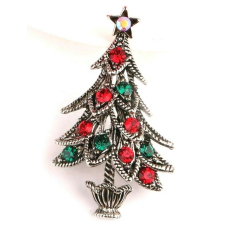 Vintage look stunning diamonte silver plated christmas tree brooch cake pin b48y