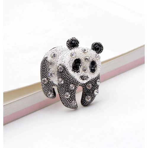 Stunning panda vintage look silver plated retro celebrity brooch broach pin gg11