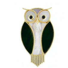 Vintage look gold plated stunning owl brooch suit coat broach collar pin b49j