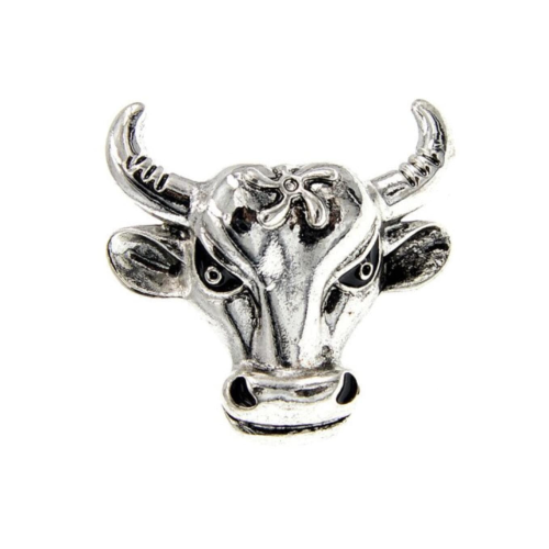 Bull head brooch vintage look silver gold plated retro broach pin power pendant