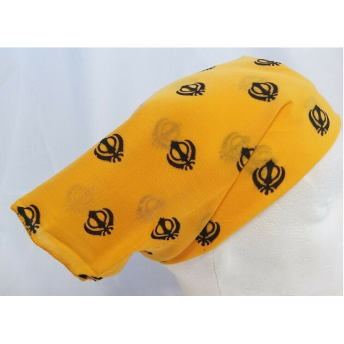 Sikh punjabi singh kaur yellow khalsa khandas bandana head wrap gear rumal hanky
