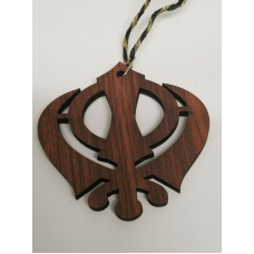 Punjabi Sikh Wooden Khanda Stunning Pendant Evil Protection Car HANGER AAA Gift