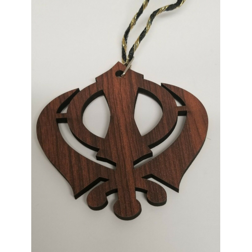 Punjabi Sikh Wooden Khanda Stunning Pendant Evil Protection Car HANGER AAA Gift