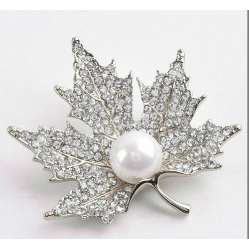 Vintage look silver plated maple leaf brooch suit coat bridal broach pin ha16