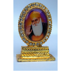 Gold plated desktop car dashboard mantle piece sikh khalsa guru nanak stand gift