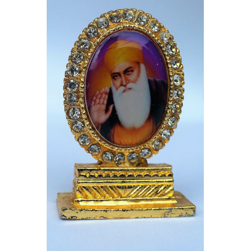 Gold plated desktop car dashboard mantle piece sikh khalsa guru nanak stand gift