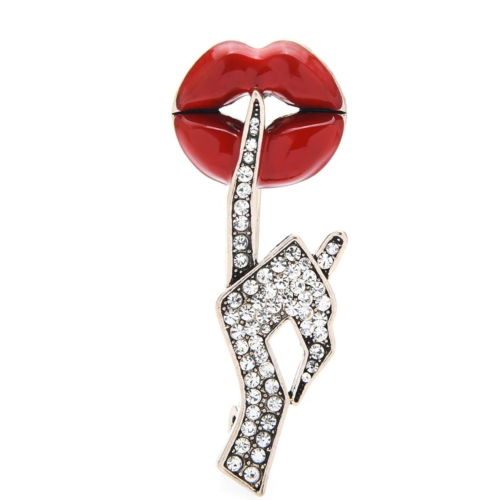 Celebrity sussh lips brooch vintage look gold plated suit coat broach pin jjj18