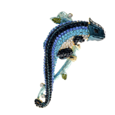 Lizard brooch vintage look stunning diamonte silver gold plated christmas pin j6