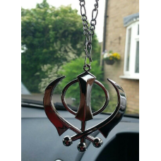 Large stainless steel punjabi sikh angel khanda pendant car rear mirror hanging