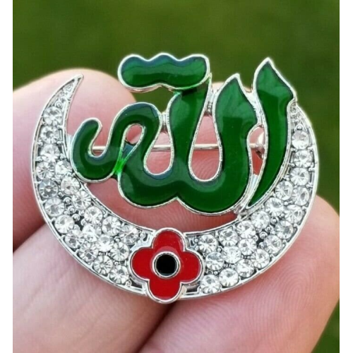 Islamic allahpoppy gold silver plated muslim soldiers british india brooch pin j