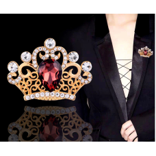 Crown brooch stunning vintage look gold plated stones royal design broach zy4g
