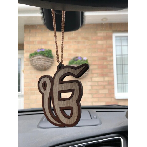 Wooden khanda car hanger punjabi sikh kaur stunning evil protection pendant ccc9