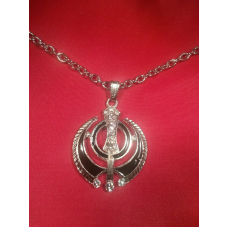 Protection amulet silver plated stunning diamonte sikh singh khanda red or black