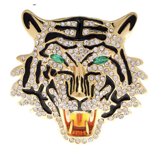 Stunning gold plated retro tiger leopard king celebrity brooch broach pin jjj27