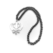 Stainless steel punjabi sikh khanda car hanging wall door hanging black beads