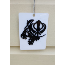 Roaring Lion Khanda Car Mirror HANGER Punjabi Sikh Kaur Acrylic Pendant GG4 New