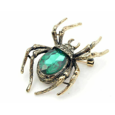 Vintage look gold plated green spider brooch suit coat broach collar pin b48oe