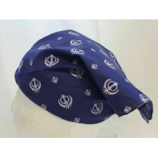 Sikh punjabi singh kaur blue khalsa khanda bandana head wrap gear rumal hankie n