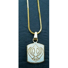 Khanda pendant laser engraved gold silver plated sikh singh kaur punjabi locket