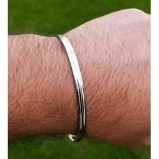 Sikh kara bangle silver tone lines bracelet singh kaur khalsa kakaar kada 5ks r7