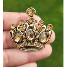 Jubilee crown brooch vintage look queen broach stunning gold plated pin kk4 new