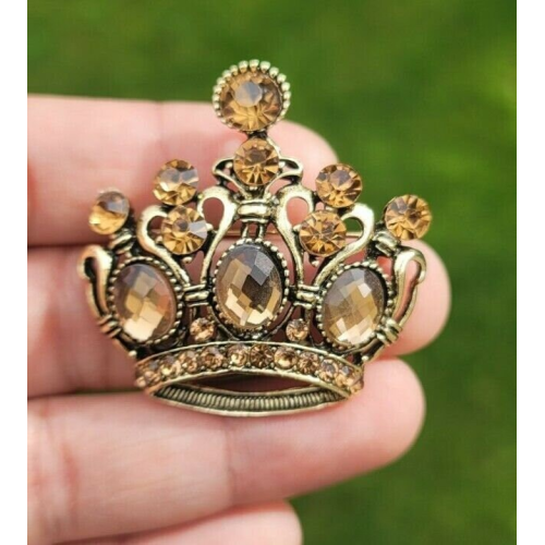 Jubilee crown brooch vintage look queen broach stunning gold plated pin kk4 new
