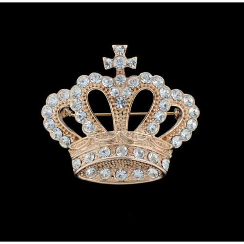 Queen crown brooch pin stunning diamonte gold silver plated broach royal designs