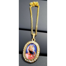 Gold plated guru gobind singh ji photo pendant punjabi sikh kaur car rear mirror