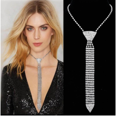 Neck tie necklace stunning silver plated celebrity design vintage look new ggg49
