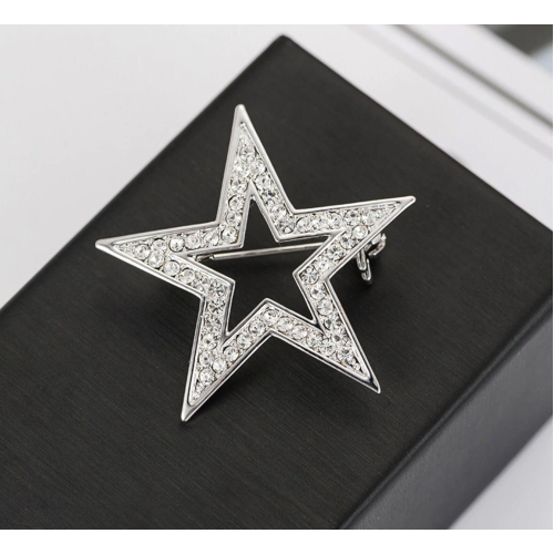 Stunning vintage look silver plated crystal star design brooch broach pin ggg24